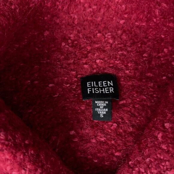 Eileen Fisher Sweater Bruco Alpaca Wool Silk Womens Small Red Lightweight Jacket - Picture 3 of 10